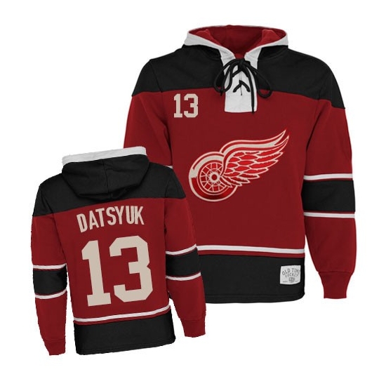 Pavel Datsyuk Detroit Red Wings Old Time Hockey Authentic Sawyer Hooded Sweatshirt Jersey - Red