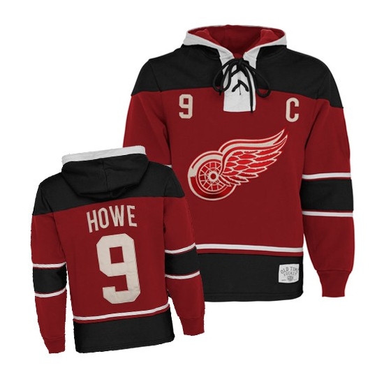 Gordie Howe Detroit Red Wings Old Time Hockey Authentic Sawyer Hooded Sweatshirt Jersey - Red