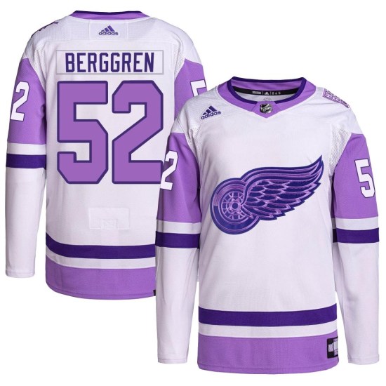 Jonatan Berggren Detroit Red Wings Youth Authentic Hockey Fights Cancer Primegreen Adidas Jersey - White/Purple