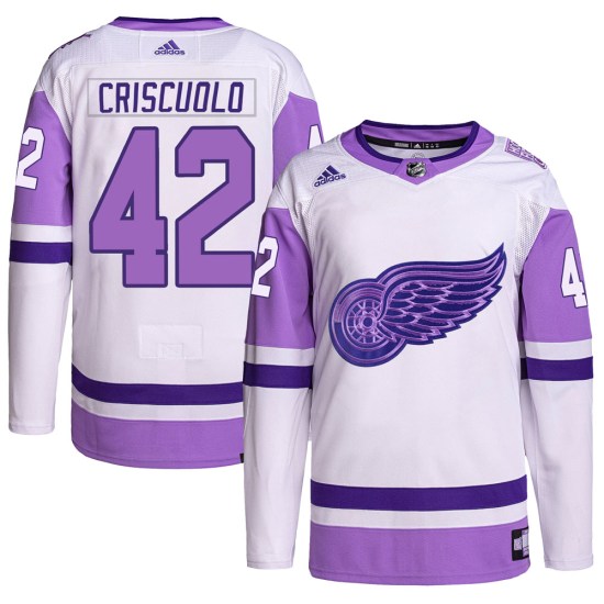 Kyle Criscuolo Detroit Red Wings Youth Authentic Hockey Fights Cancer Primegreen Adidas Jersey - White/Purple