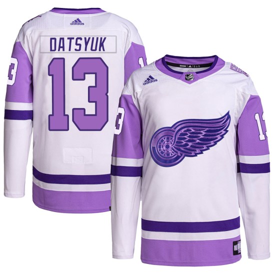 Pavel Datsyuk Detroit Red Wings Youth Authentic Hockey Fights Cancer Primegreen Adidas Jersey - White/Purple