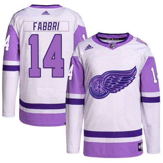 Robby Fabbri Detroit Red Wings Youth Authentic Hockey Fights Cancer Primegreen Adidas Jersey - White/Purple