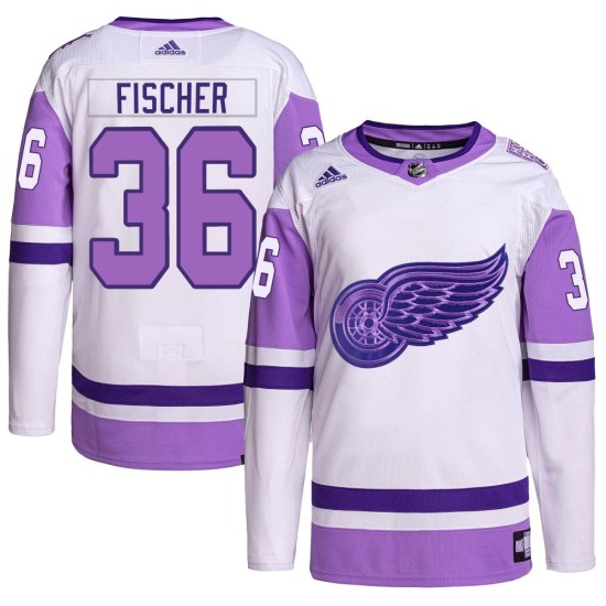 Christian Fischer Detroit Red Wings Youth Authentic Hockey Fights Cancer Primegreen Adidas Jersey - White/Purple