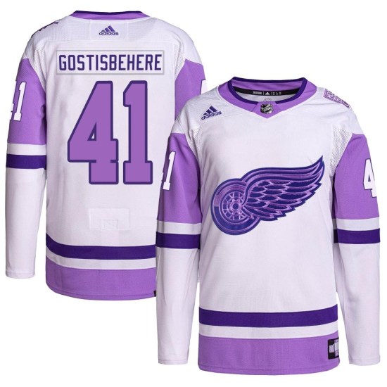 Shayne Gostisbehere Detroit Red Wings Youth Authentic Hockey Fights Cancer Primegreen Adidas Jersey - White/Purple