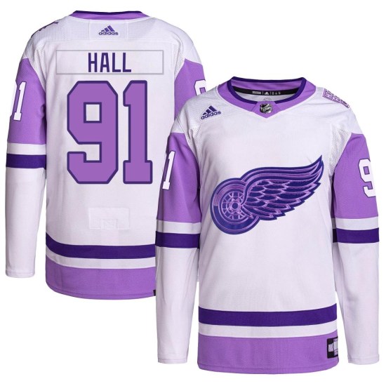 Curtis Hall Detroit Red Wings Youth Authentic Hockey Fights Cancer Primegreen Adidas Jersey - White/Purple