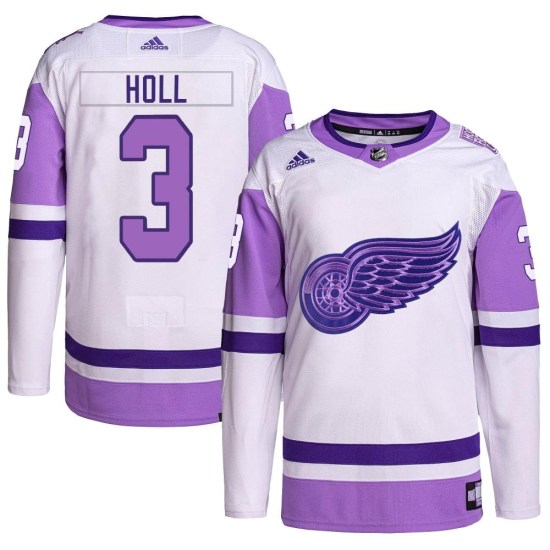 Justin Holl Detroit Red Wings Youth Authentic Hockey Fights Cancer Primegreen Adidas Jersey - White/Purple