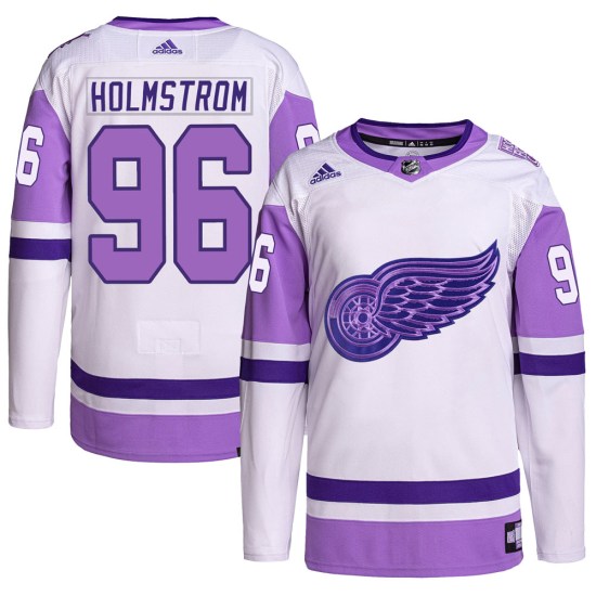 Tomas Holmstrom Detroit Red Wings Youth Authentic Hockey Fights Cancer Primegreen Adidas Jersey - White/Purple