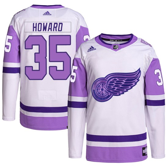 Jimmy Howard Detroit Red Wings Youth Authentic Hockey Fights Cancer Primegreen Adidas Jersey - White/Purple