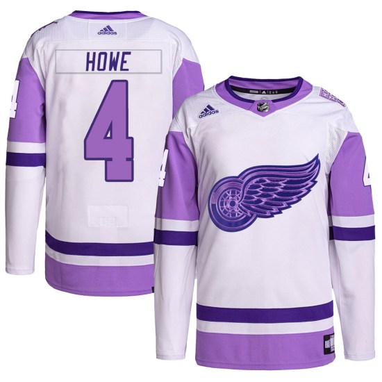 Mark Howe Detroit Red Wings Youth Authentic Hockey Fights Cancer Primegreen Adidas Jersey - White/Purple