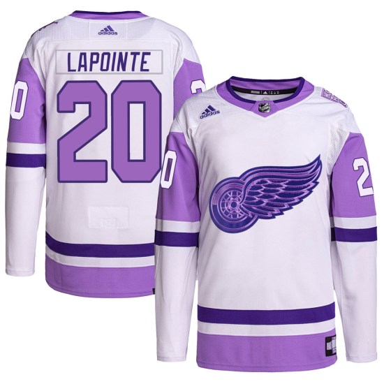 Martin Lapointe Detroit Red Wings Youth Authentic Hockey Fights Cancer Primegreen Adidas Jersey - White/Purple