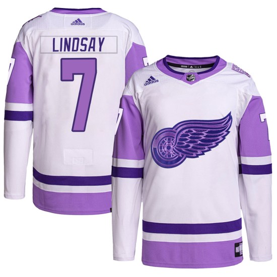 Ted Lindsay Detroit Red Wings Youth Authentic Hockey Fights Cancer Primegreen Adidas Jersey - White/Purple