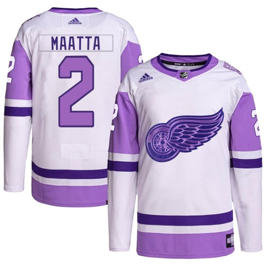 Olli Maatta Detroit Red Wings Youth Authentic Hockey Fights Cancer Primegreen Adidas Jersey - White/Purple