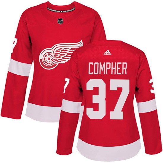 J.T. Compher Detroit Red Wings Women's Authentic Home Adidas Jersey - Red