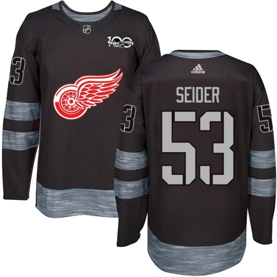 Moritz Seider Detroit Red Wings Youth Authentic 1917-2017 100th Anniversary Jersey - Black