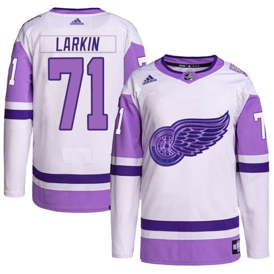 Dylan Larkin Detroit Red Wings Authentic Hockey Fights Cancer Primegreen Adidas Jersey - White/Purple