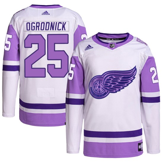 John Ogrodnick Detroit Red Wings Authentic Hockey Fights Cancer Primegreen Adidas Jersey - White/Purple
