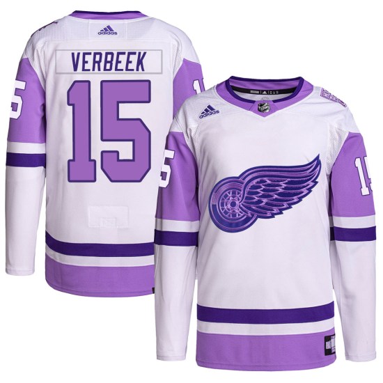 Pat Verbeek Detroit Red Wings Authentic Hockey Fights Cancer Primegreen Adidas Jersey - White/Purple