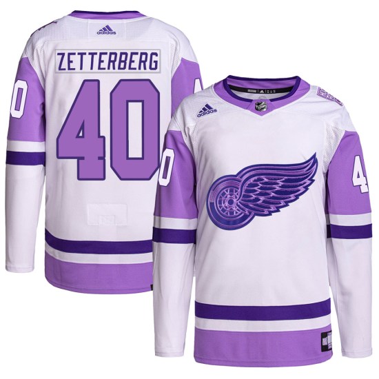 Henrik Zetterberg Detroit Red Wings Authentic Hockey Fights Cancer Primegreen Adidas Jersey - White/Purple