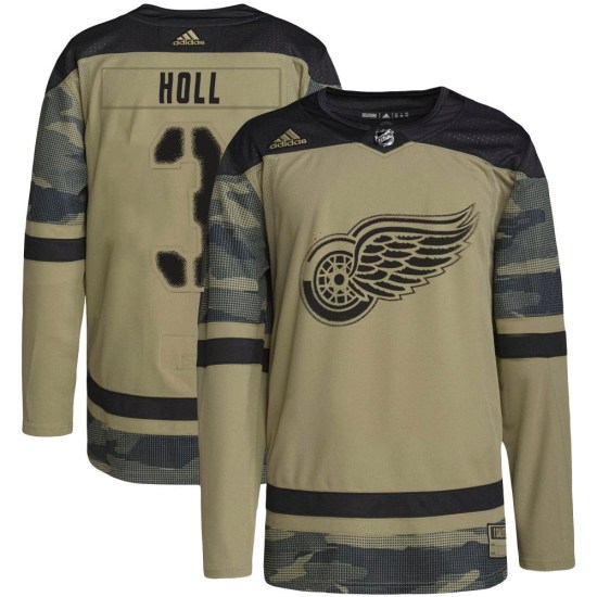 Justin Holl Detroit Red Wings Authentic Military Appreciation Practice Adidas Jersey - Camo