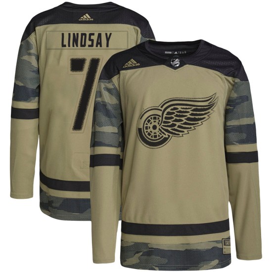 Ted Lindsay Detroit Red Wings Authentic Military Appreciation Practice Adidas Jersey - Camo