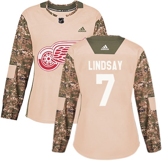 Ted Lindsay Detroit Red Wings Women's Authentic Veterans Day Practice Adidas Jersey - Camo