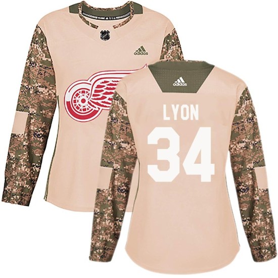 Alex Lyon Detroit Red Wings Women's Authentic Veterans Day Practice Adidas Jersey - Camo