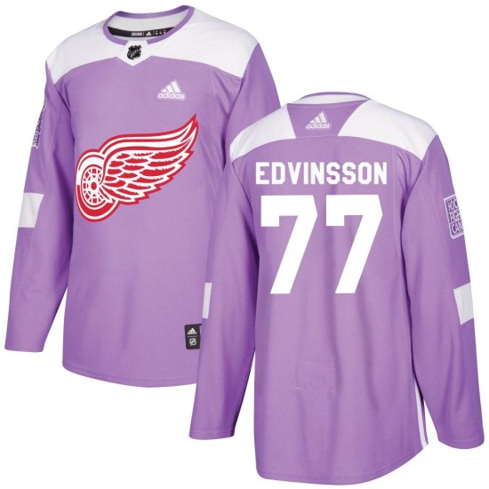 Simon Edvinsson Detroit Red Wings Authentic Hockey Fights Cancer Practice Adidas Jersey - Purple