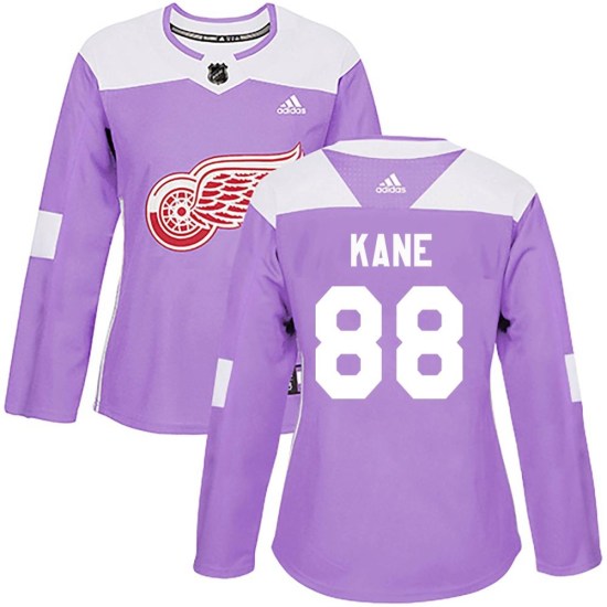 Patrick Kane Detroit Red Wings Women's Authentic Hockey Fights Cancer Practice Adidas Jersey - Purple