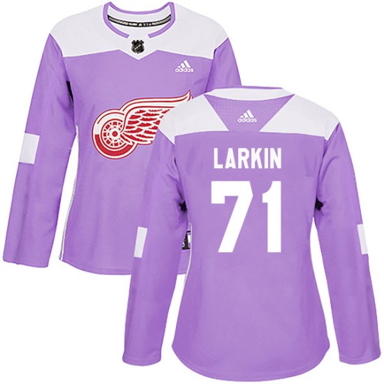 Dylan Larkin Detroit Red Wings Women's Authentic Hockey Fights Cancer Practice Adidas Jersey - Purple