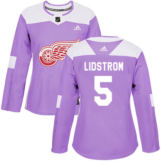 Nicklas Lidstrom Detroit Red Wings Women's Authentic Hockey Fights Cancer Practice Adidas Jersey - Purple