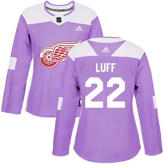 Matt Luff Detroit Red Wings Women's Authentic Hockey Fights Cancer Practice Adidas Jersey - Purple