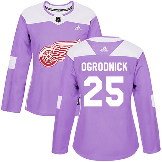John Ogrodnick Detroit Red Wings Women's Authentic Hockey Fights Cancer Practice Adidas Jersey - Purple