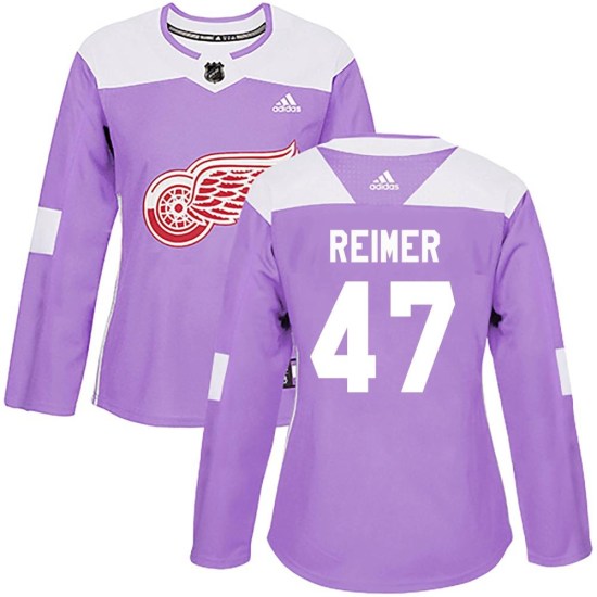 James Reimer Detroit Red Wings Women's Authentic Hockey Fights Cancer Practice Adidas Jersey - Purple
