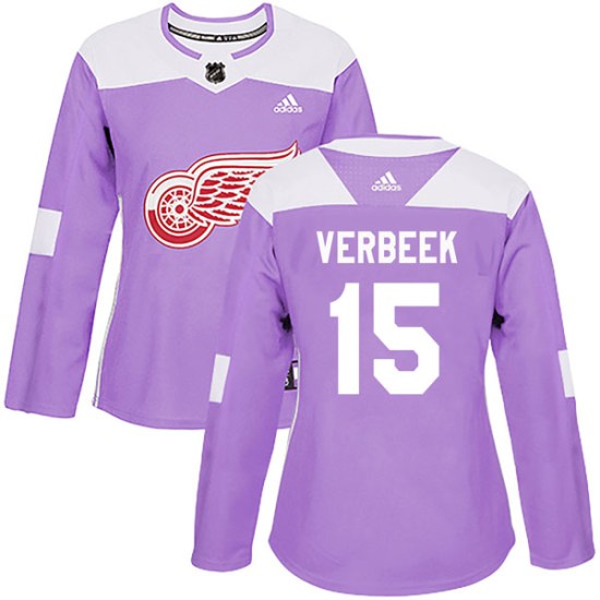 Pat Verbeek Detroit Red Wings Women's Authentic Hockey Fights Cancer Practice Adidas Jersey - Purple