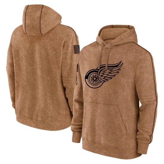 Detroit Red Wings Youth 2023 Salute to Service Club Pullover Hoodie - Brown