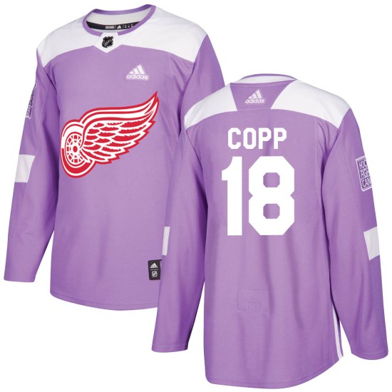 Andrew Copp Detroit Red Wings Youth Authentic Hockey Fights Cancer Practice Adidas Jersey - Purple