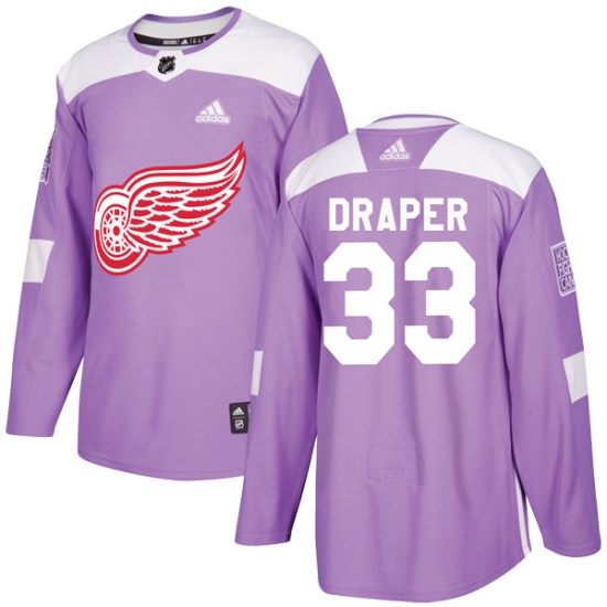 Kris Draper Detroit Red Wings Youth Authentic Hockey Fights Cancer Practice Adidas Jersey - Purple