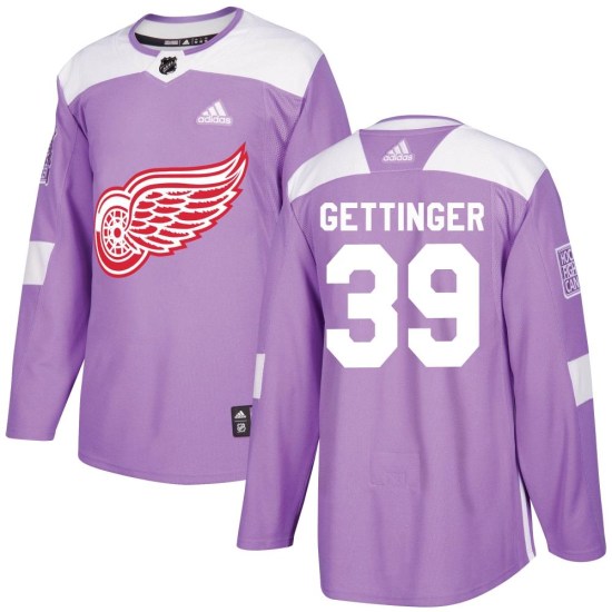 Tim Gettinger Detroit Red Wings Youth Authentic Hockey Fights Cancer Practice Adidas Jersey - Purple