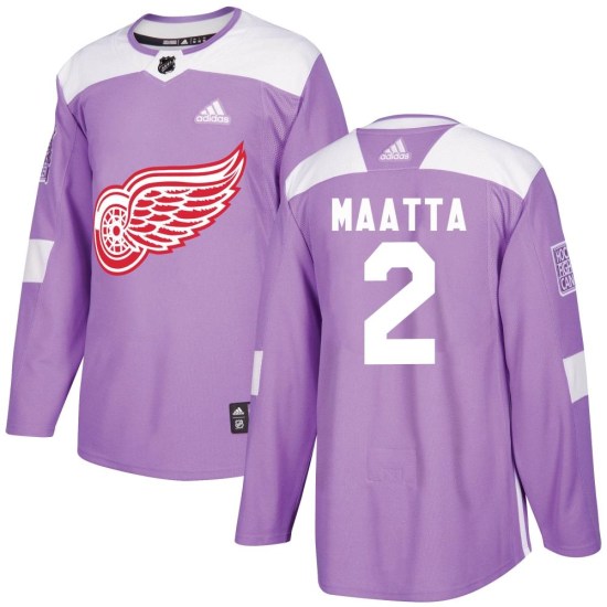 Olli Maatta Detroit Red Wings Youth Authentic Hockey Fights Cancer Practice Adidas Jersey - Purple