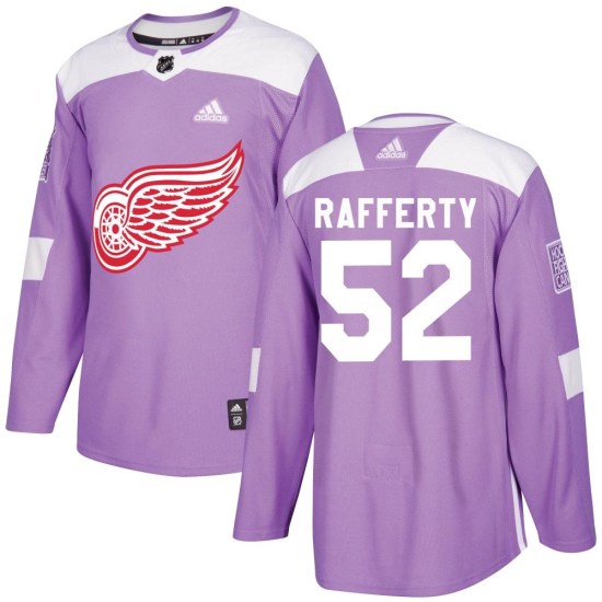 Brogan Rafferty Detroit Red Wings Youth Authentic Hockey Fights Cancer Practice Adidas Jersey - Purple