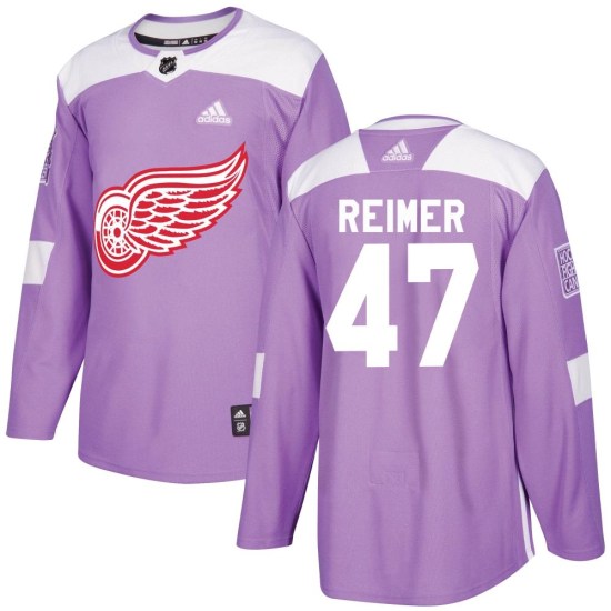 James Reimer Detroit Red Wings Youth Authentic Hockey Fights Cancer Practice Adidas Jersey - Purple