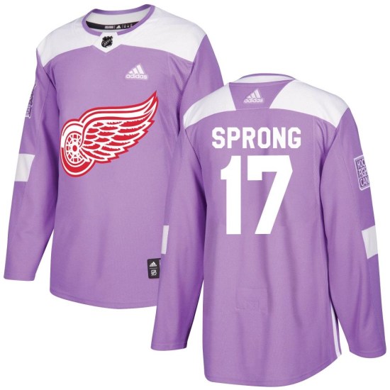 Daniel Sprong Detroit Red Wings Youth Authentic Hockey Fights Cancer Practice Adidas Jersey - Purple