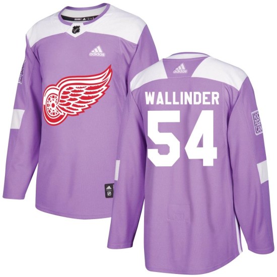 William Wallinder Detroit Red Wings Youth Authentic Hockey Fights Cancer Practice Adidas Jersey - Purple